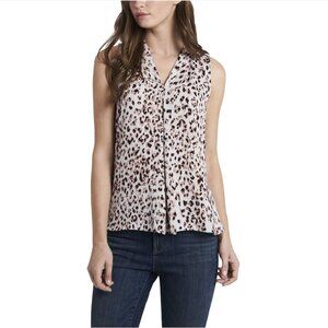 Vince Camuto Womens Animal Print Pullover Blouse, Grey, Small New With Tags